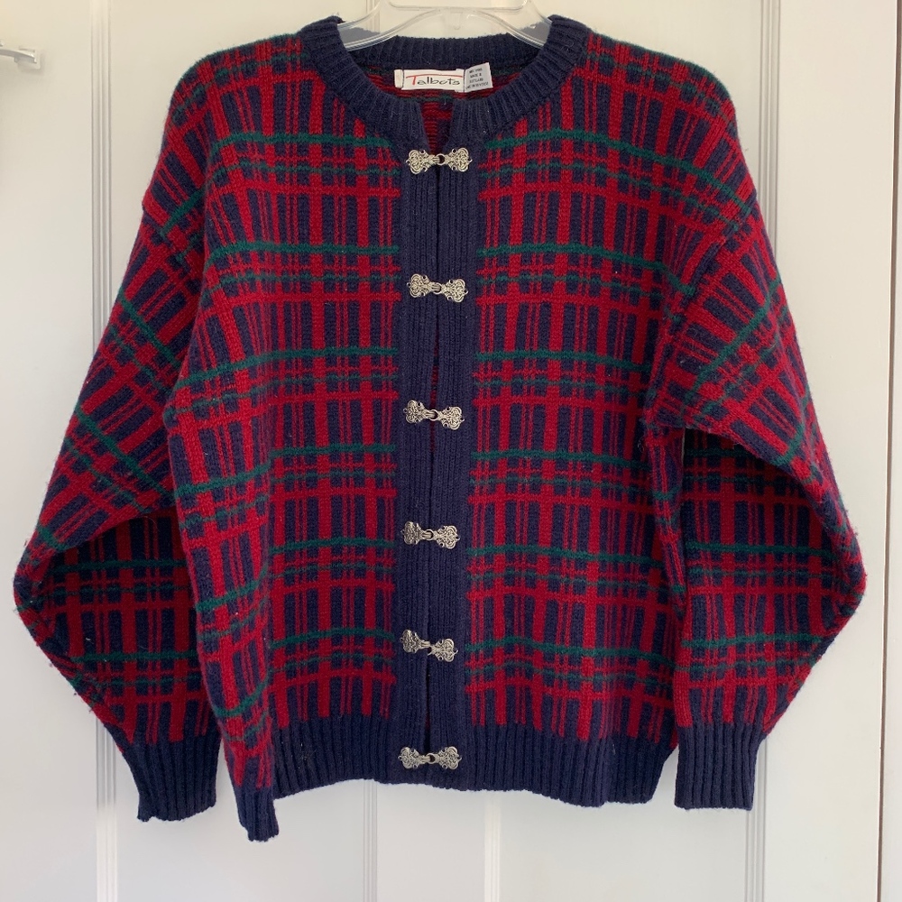 VTG Talbots Scottish Wool Tartan Sweater Size XL - Picture 1 of 4